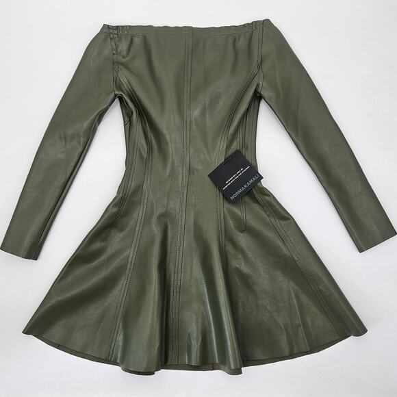 Norma Kamali Olive Green Off-Shoulder Mini Dress - Picture 11 of 12